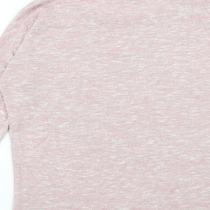 TU Womens Pink Polyester Basic Blouse Size 8 Round Neck