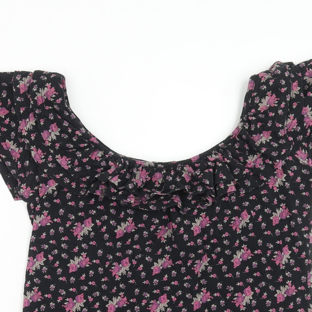 Womens UK Size 10 Atmosphere Black Basic T-Shirt