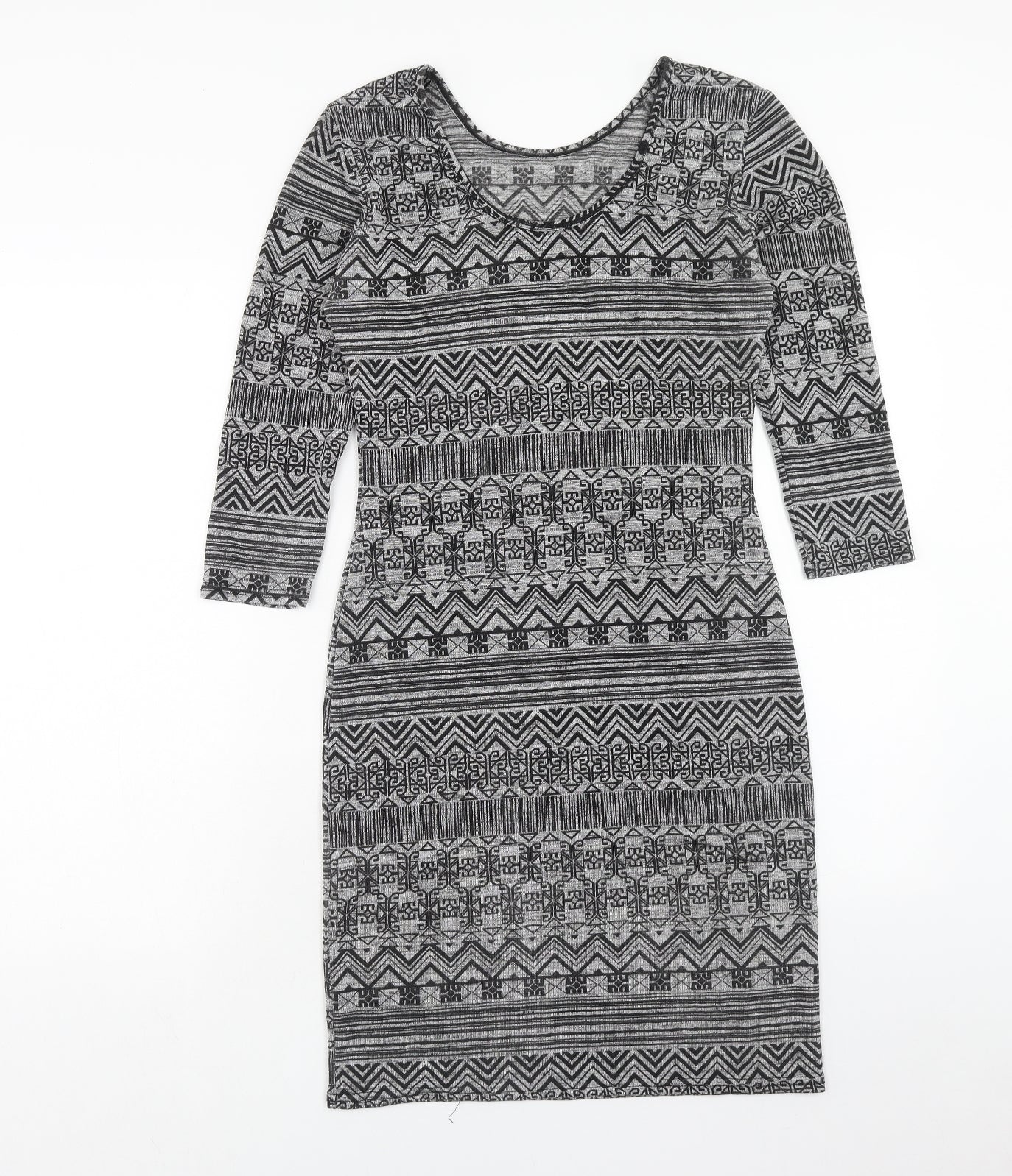 Quiz Womens Grey Geometric Polyester Tank Dress Size 12 Round Neck Pullover