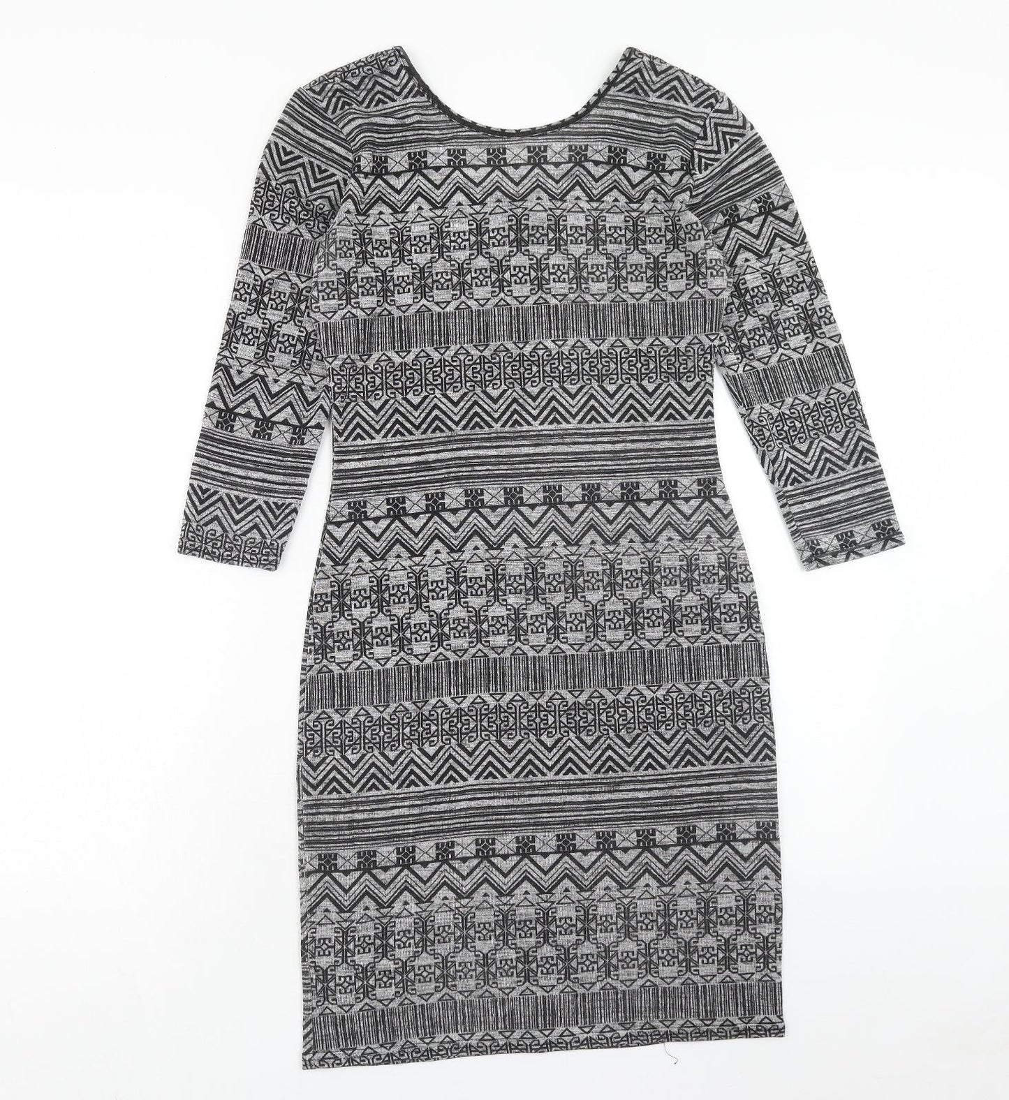 Quiz Womens Grey Geometric Polyester Tank Dress Size 12 Round Neck Pullover