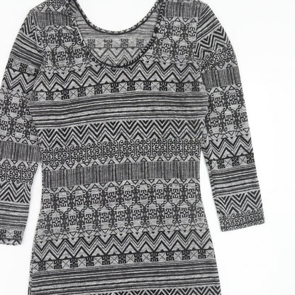 Quiz Womens Grey Geometric Polyester Tank Dress Size 12 Round Neck Pullover