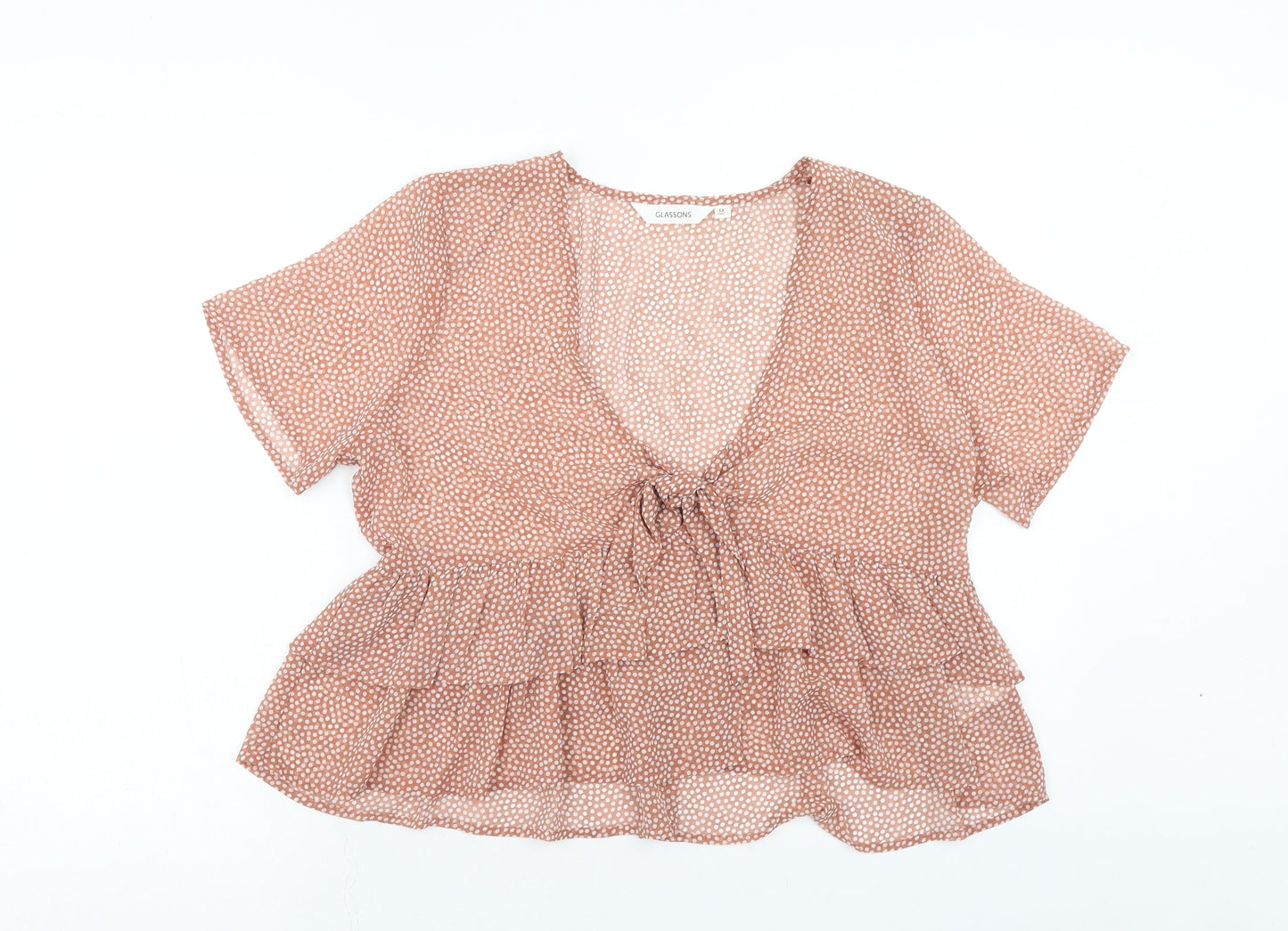 Womens UK Size 12 Glassons Pink Cropped Blouse