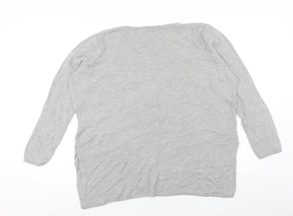 George Womens Grey V-Neck Viscose Pullover Jumper Size 16