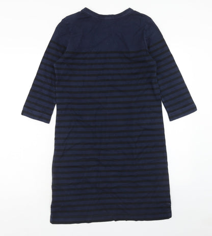 Uniqlo Womens Blue Striped Cotton Shift Size S Round Neck Pullover