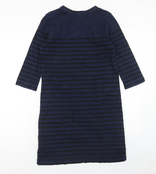 Uniqlo Womens Blue Striped Cotton Shift Size S Round Neck Pullover