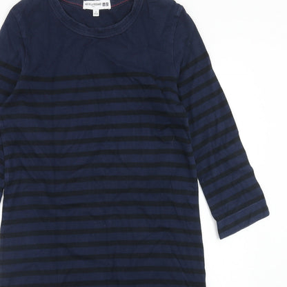 Uniqlo Womens Blue Striped Cotton Shift Size S Round Neck Pullover