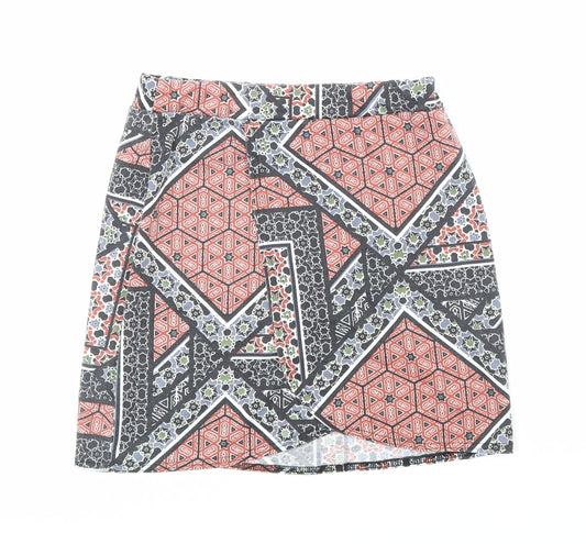 Boohoo Womens Multicoloured Geometric Polyester Bandage Skirt Size 12 Hook & Loop