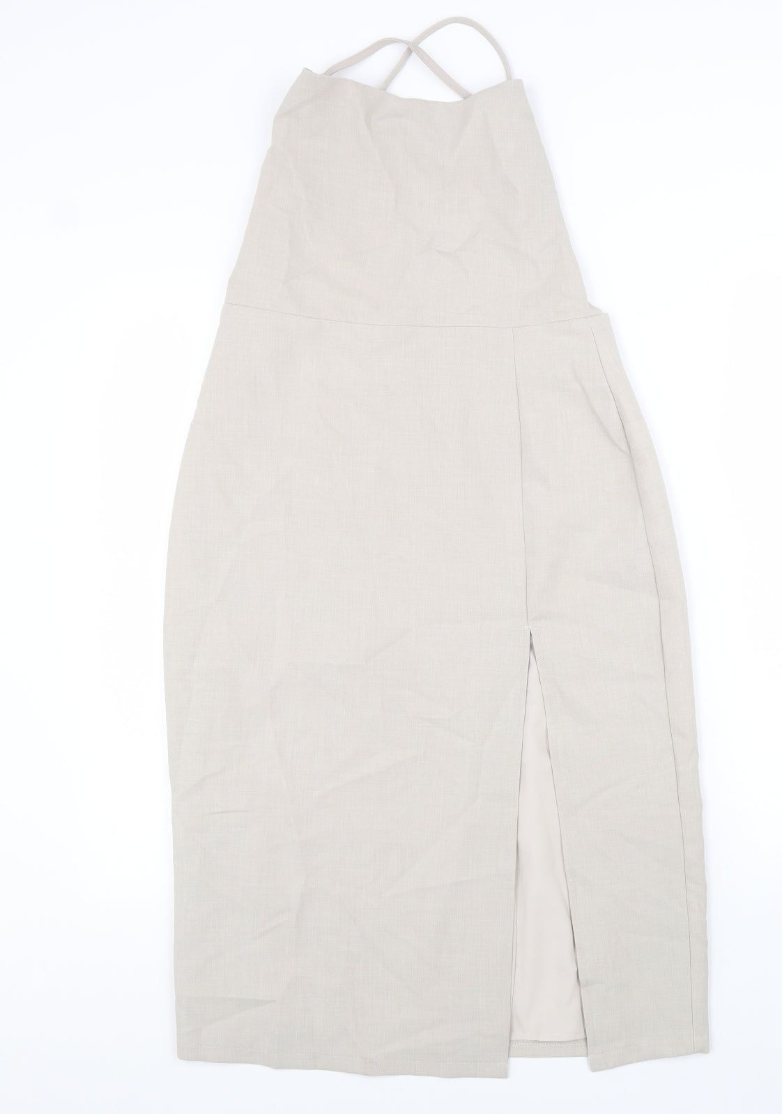 4th Reckless Womens Beige Polyester Slip Dress Size 12 Square Neck Zip