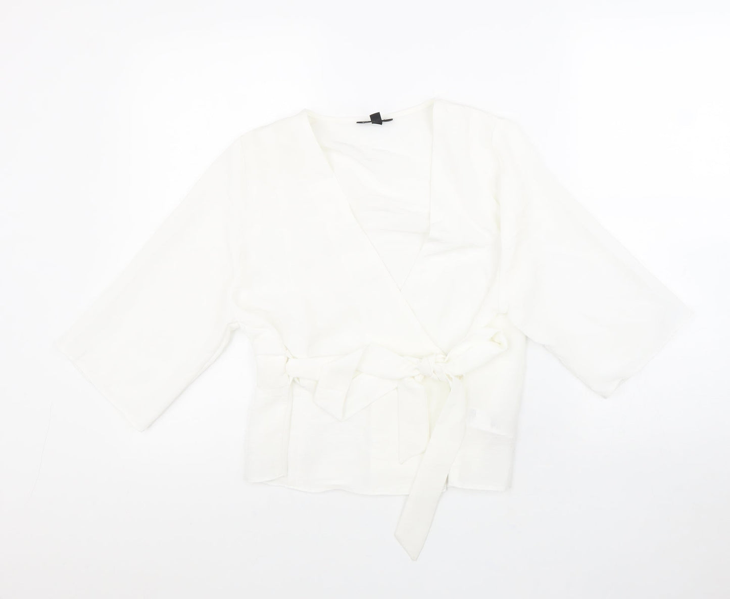 Womens UK Size 6 Topshop White Wrap Blouse