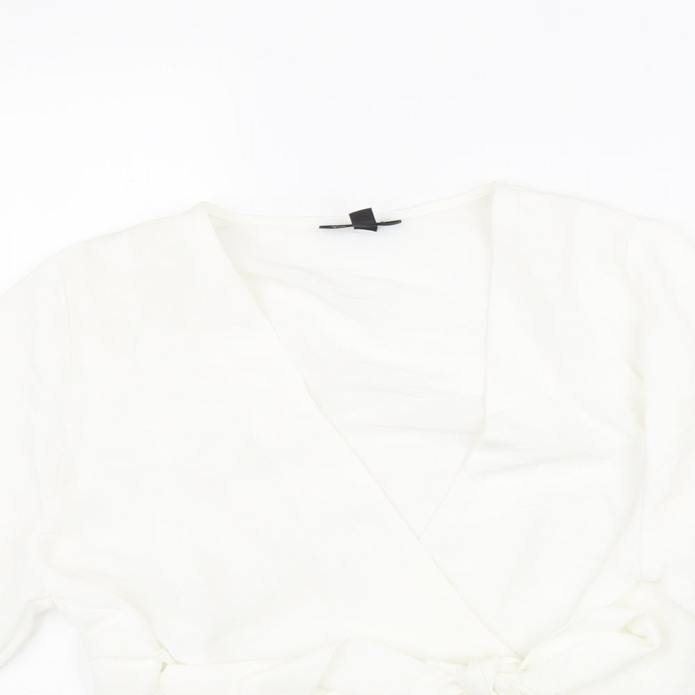 Womens UK Size 6 Topshop White Wrap Blouse