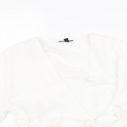 Womens UK Size 6 Topshop White Wrap Blouse