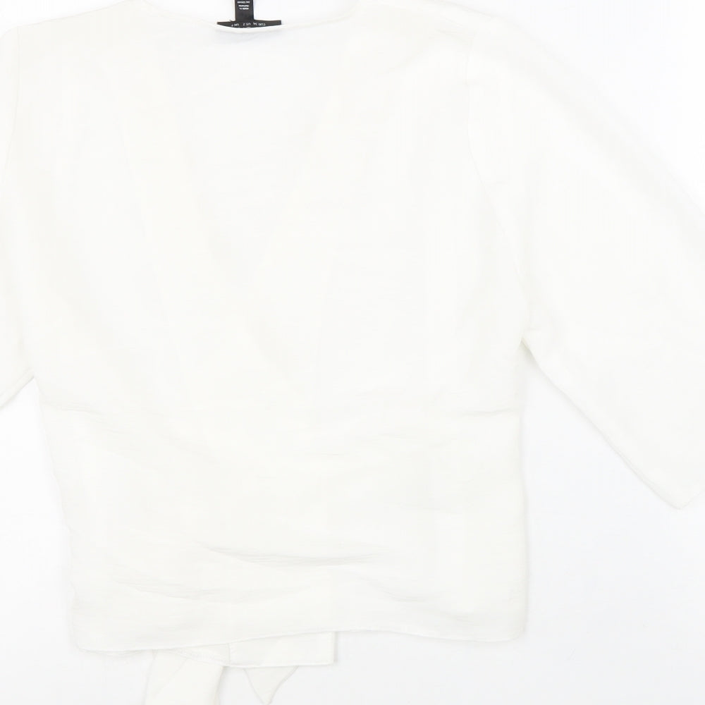 Womens UK Size 6 Topshop White Wrap Blouse
