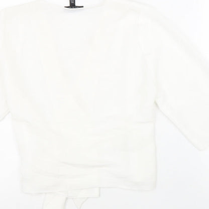 Womens UK Size 6 Topshop White Wrap Blouse
