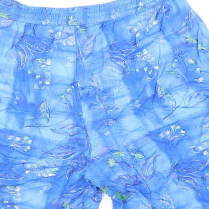 D.P.S Womens Blue Geometric Viscose Basic Shorts Size S Regular Drawstring