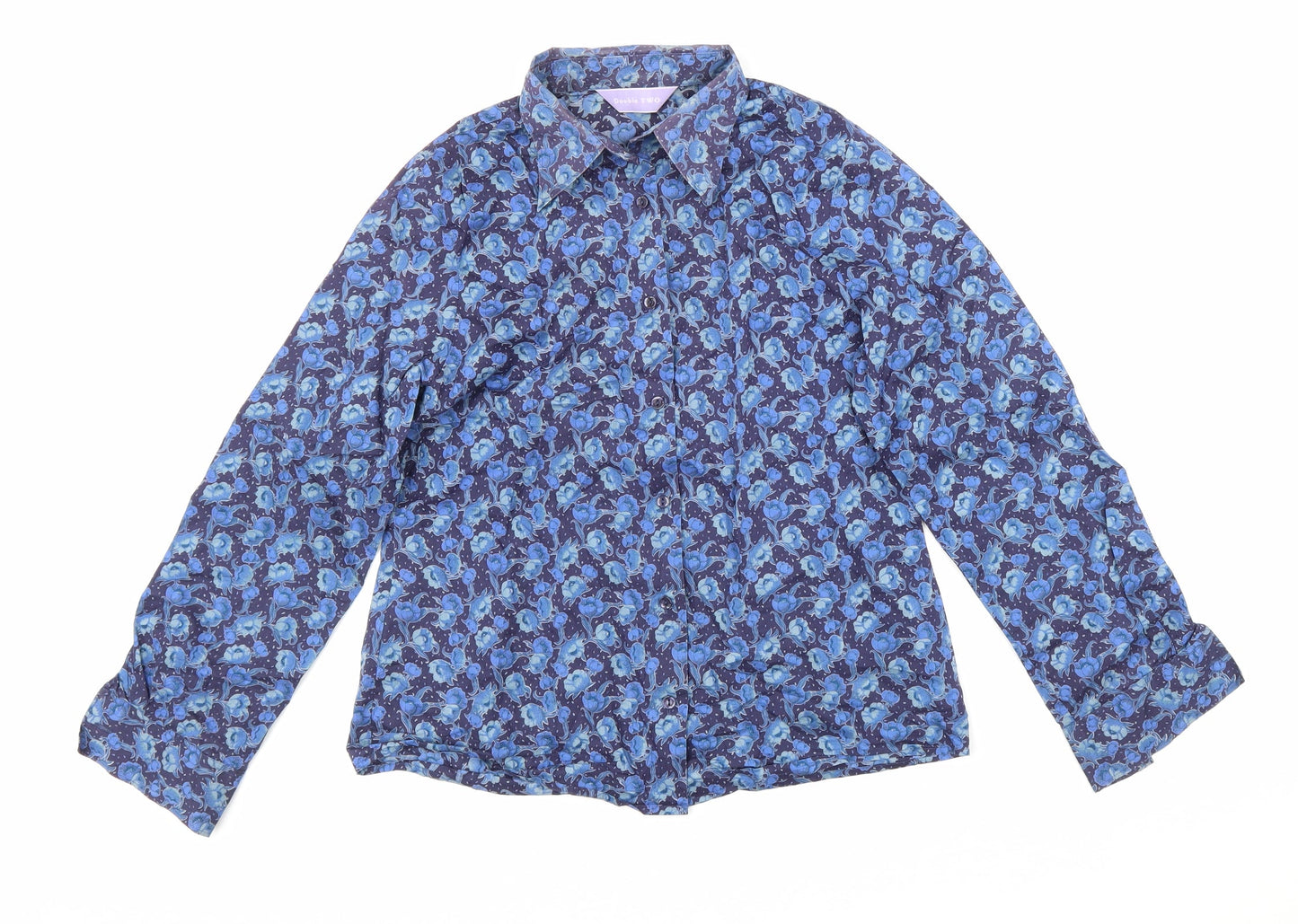 Womens UK Size 10 Double TWO Blue Basic Button-Up