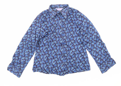 Womens UK Size 10 Double TWO Blue Basic Button-Up