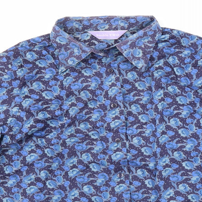 Womens UK Size 10 Double TWO Blue Basic Button-Up