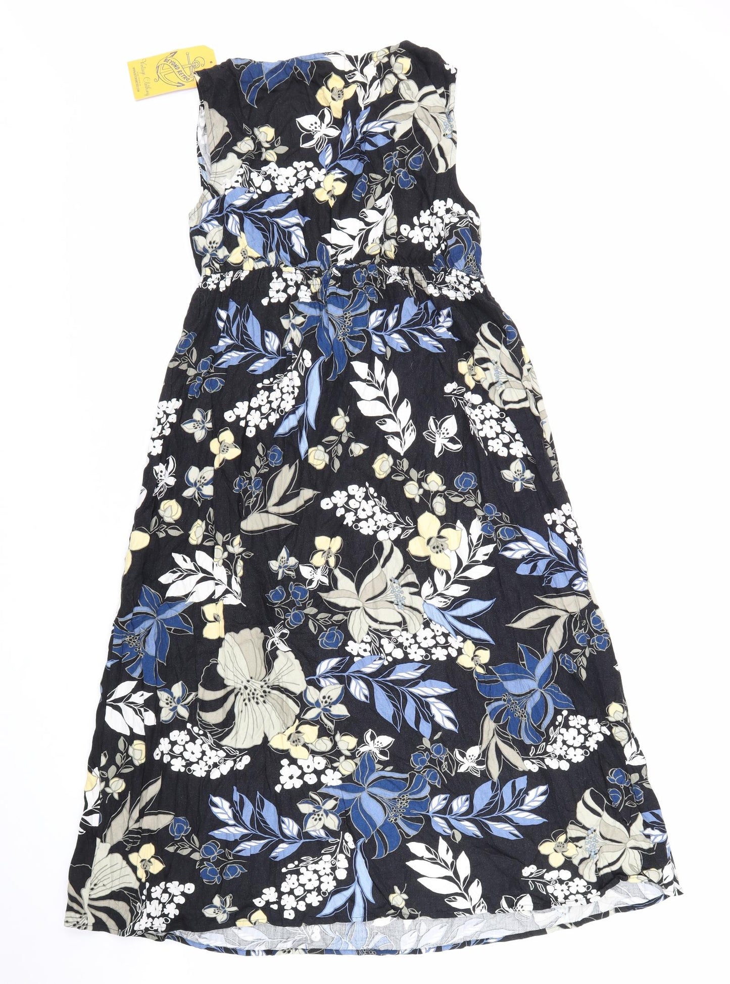 Croft & Barrow Womens Black Floral Viscose Fit & Flare Size M V-Neck Pullover