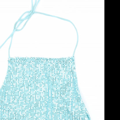 Womens UK Size XS Motel Blue Cropped Tank