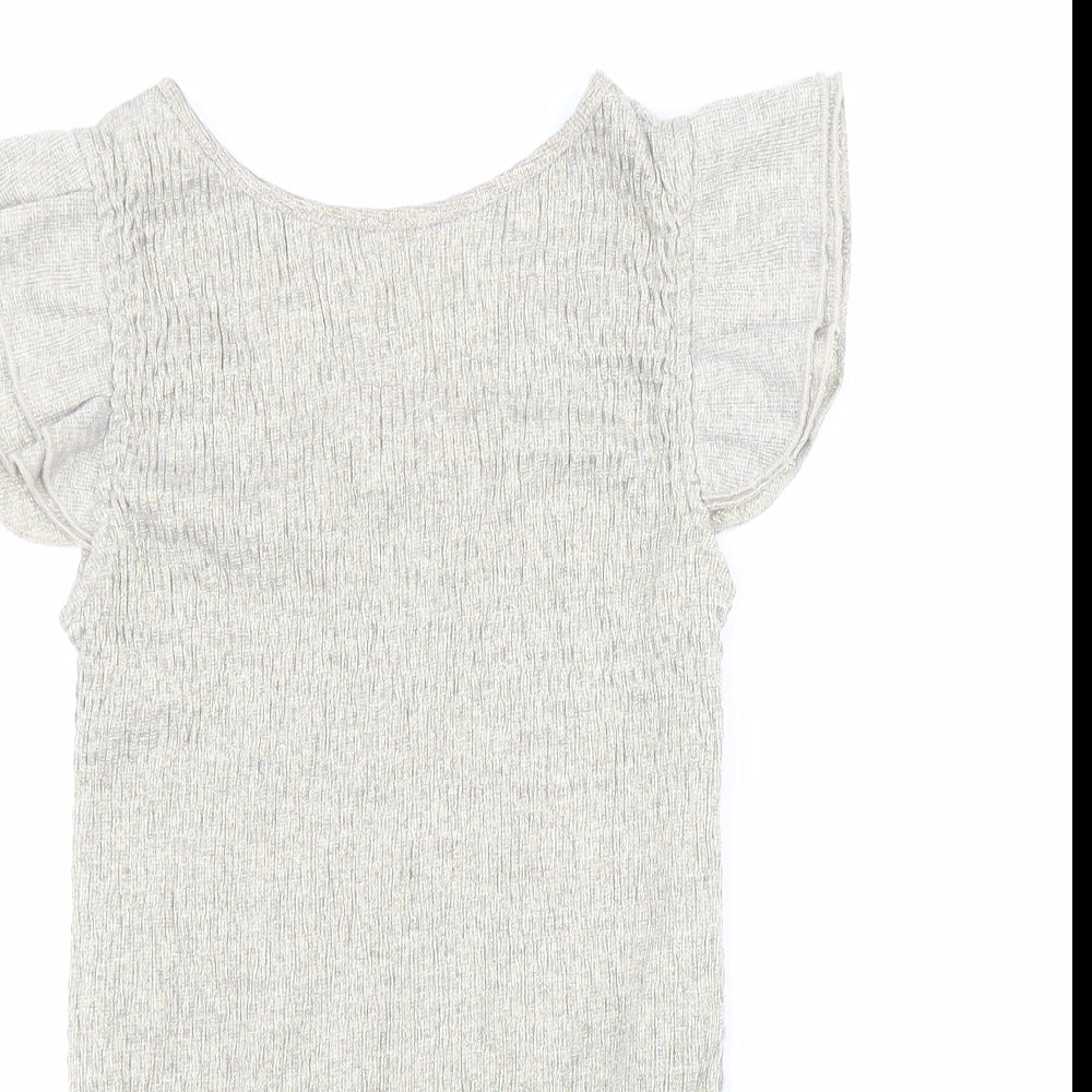 Zara Girls Gold Polyester Unitard One-Piece Size 11 Years Snap