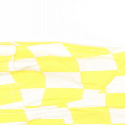 Boohoo Womens Yellow Check 100% Cotton Cropped Tank Size 14 Sweetheart