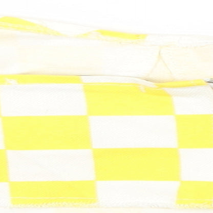 Boohoo Womens Yellow Check 100% Cotton Cropped Tank Size 14 Sweetheart