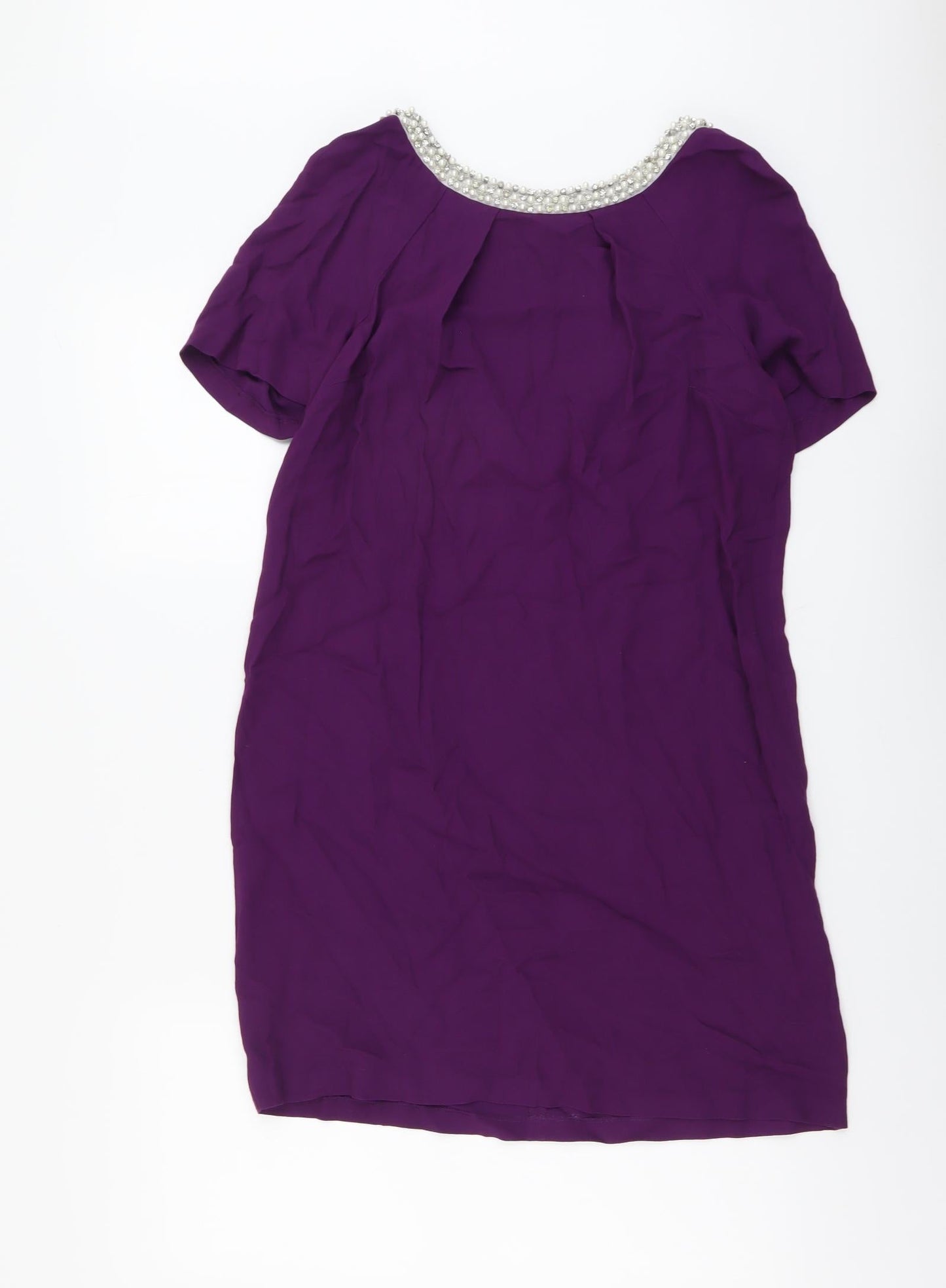 Monsoon Womens Purple Viscose Shift Size 10 Round Neck Pullover