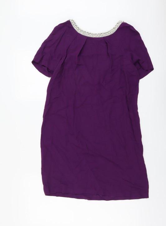 Monsoon Womens Purple Viscose Shift Size 10 Round Neck Pullover