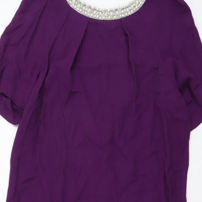 Monsoon Womens Purple Viscose Shift Size 10 Round Neck Pullover