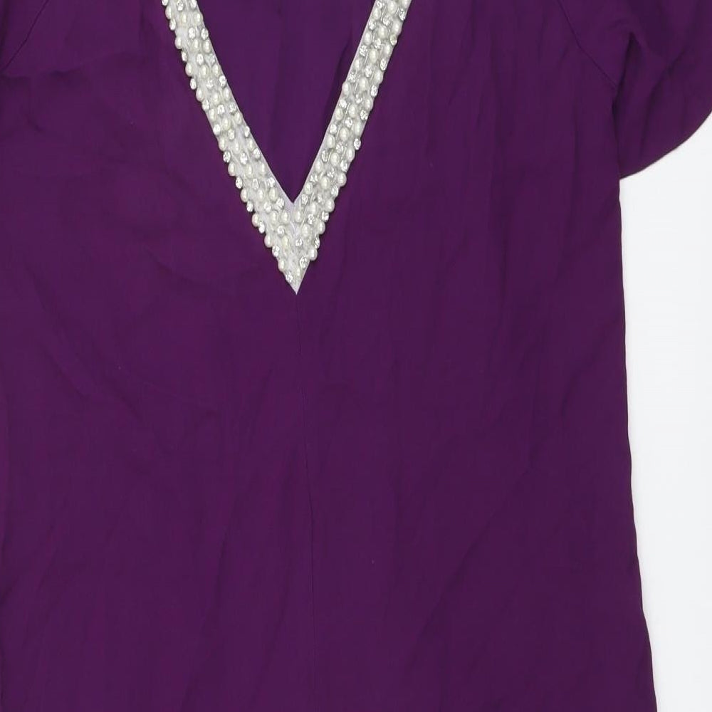 Monsoon Womens Purple Viscose Shift Size 10 Round Neck Pullover