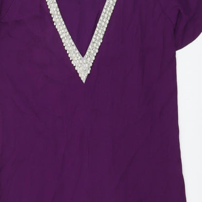 Monsoon Womens Purple Viscose Shift Size 10 Round Neck Pullover