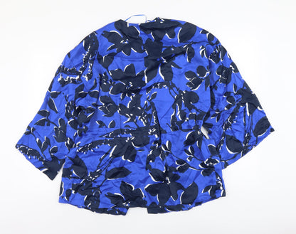 Autograph Womens Blue Floral Polyester Wrap Blouse Size M V-Neck