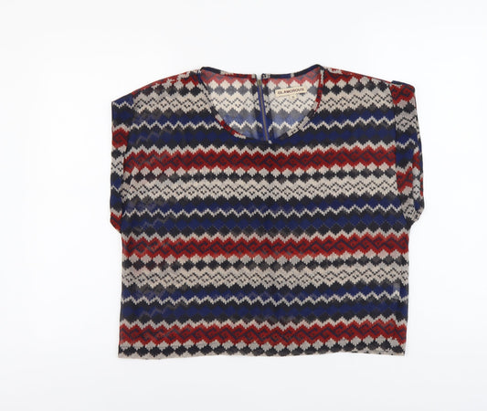 Glamorous Womens Multicoloured Geometric Polyester Basic Blouse Size 10 Scoop Neck