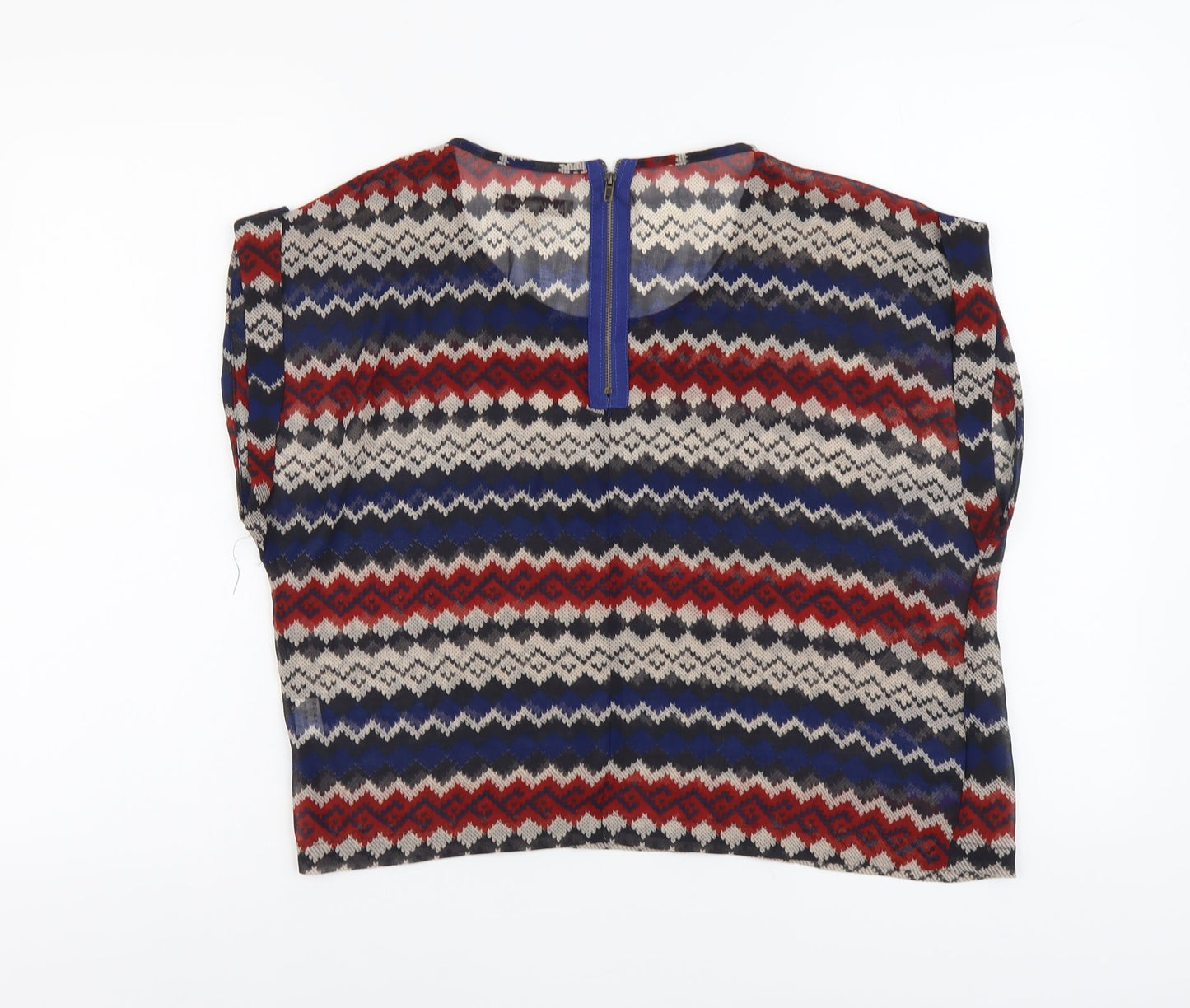 Glamorous Womens Multicoloured Geometric Polyester Basic Blouse Size 10 Scoop Neck