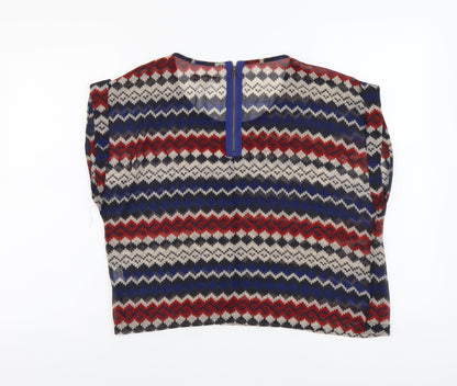 Glamorous Womens Multicoloured Geometric Polyester Basic Blouse Size 10 Scoop Neck