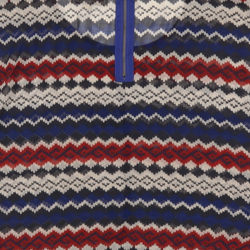 Glamorous Womens Multicoloured Geometric Polyester Basic Blouse Size 10 Scoop Neck