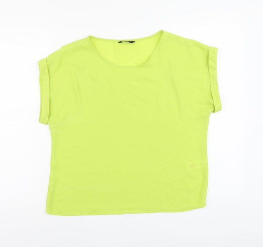 F&F Womens Green Polyester Tunic Blouse Size 12 Round Neck