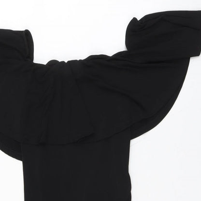 New Look Womens Black Polyester Bodysuit One-Piece Size 10 Snap