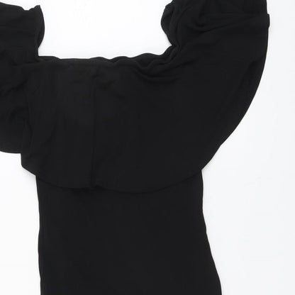 New Look Womens Black Polyester Bodysuit One-Piece Size 10 Snap