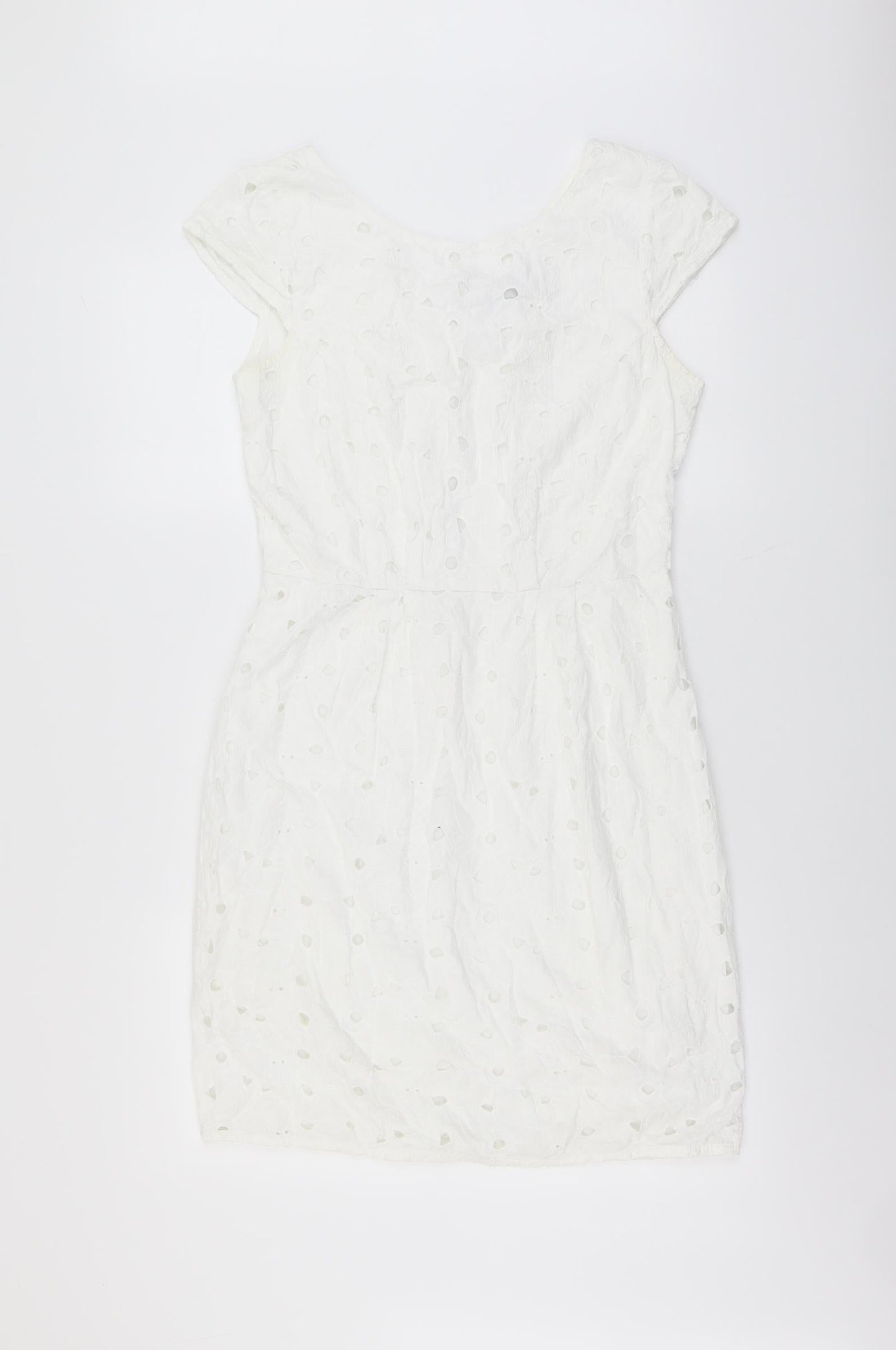 NEXT Womens White Floral Cotton Mini Size 12 Round Neck Zip