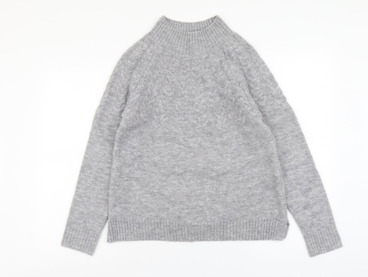 TU Womens Grey High Neck Acrylic Pullover Jumper Size 8