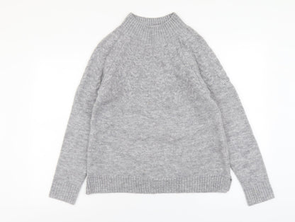TU Womens Grey High Neck Acrylic Pullover Jumper Size 8