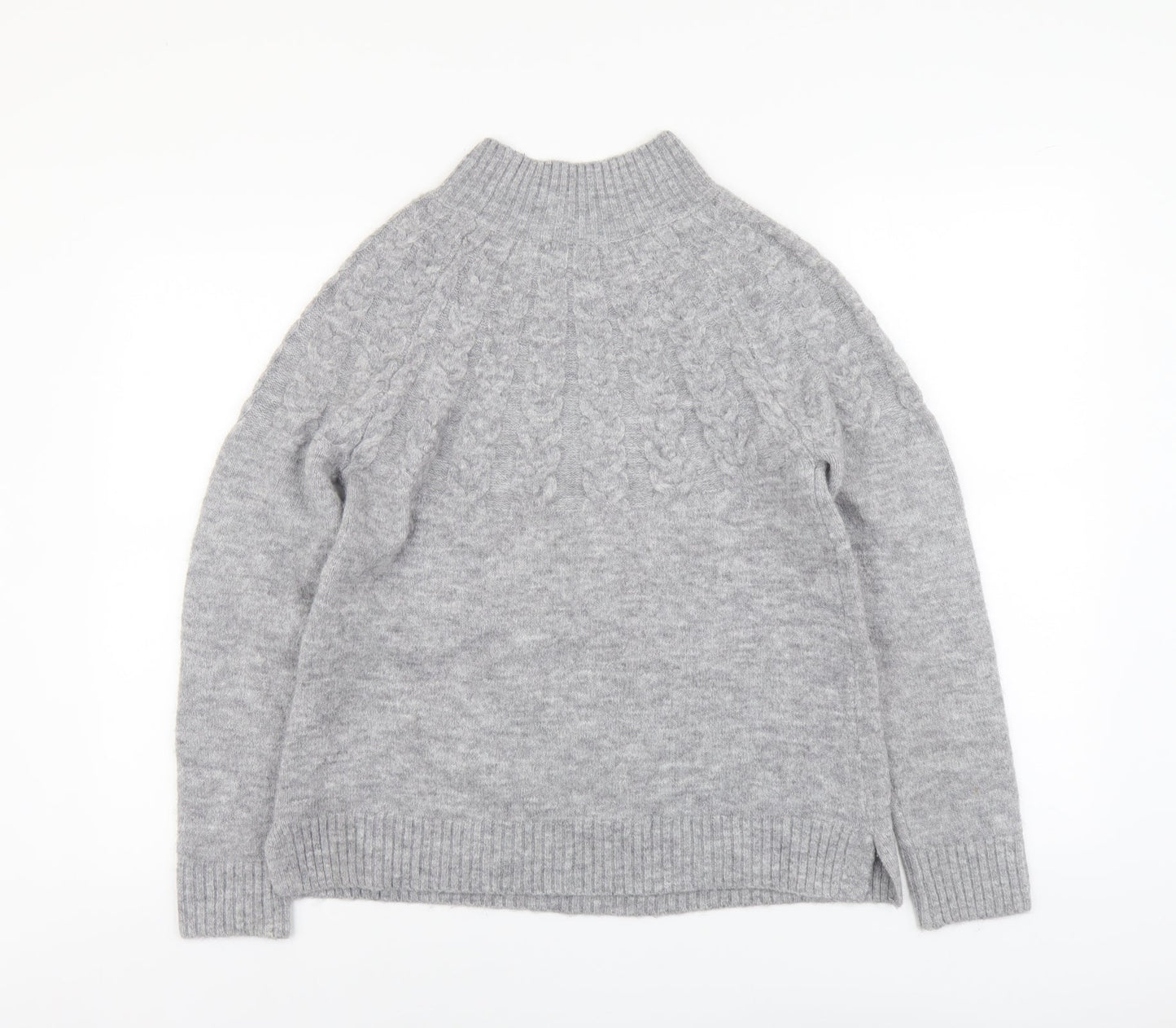 TU Womens Grey High Neck Acrylic Pullover Jumper Size 8