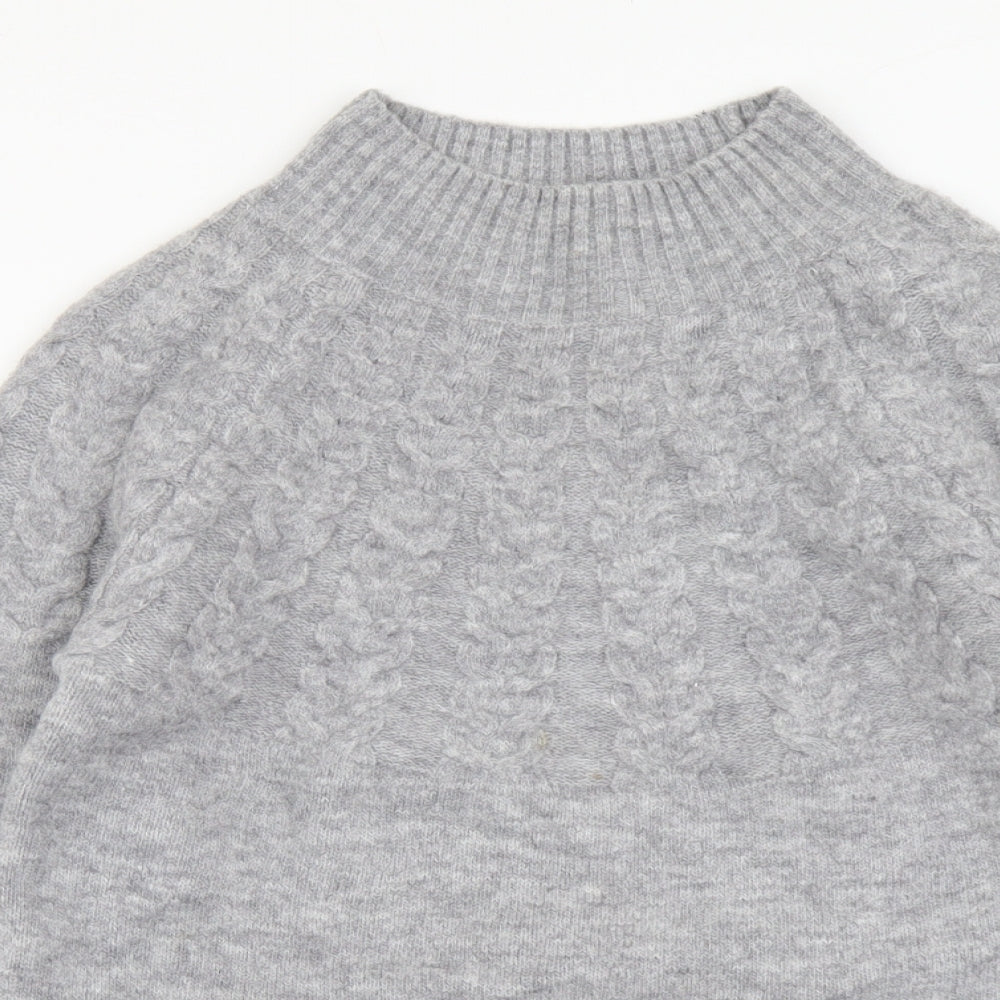 TU Womens Grey High Neck Acrylic Pullover Jumper Size 8