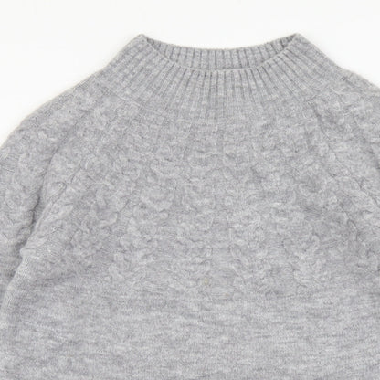 TU Womens Grey High Neck Acrylic Pullover Jumper Size 8