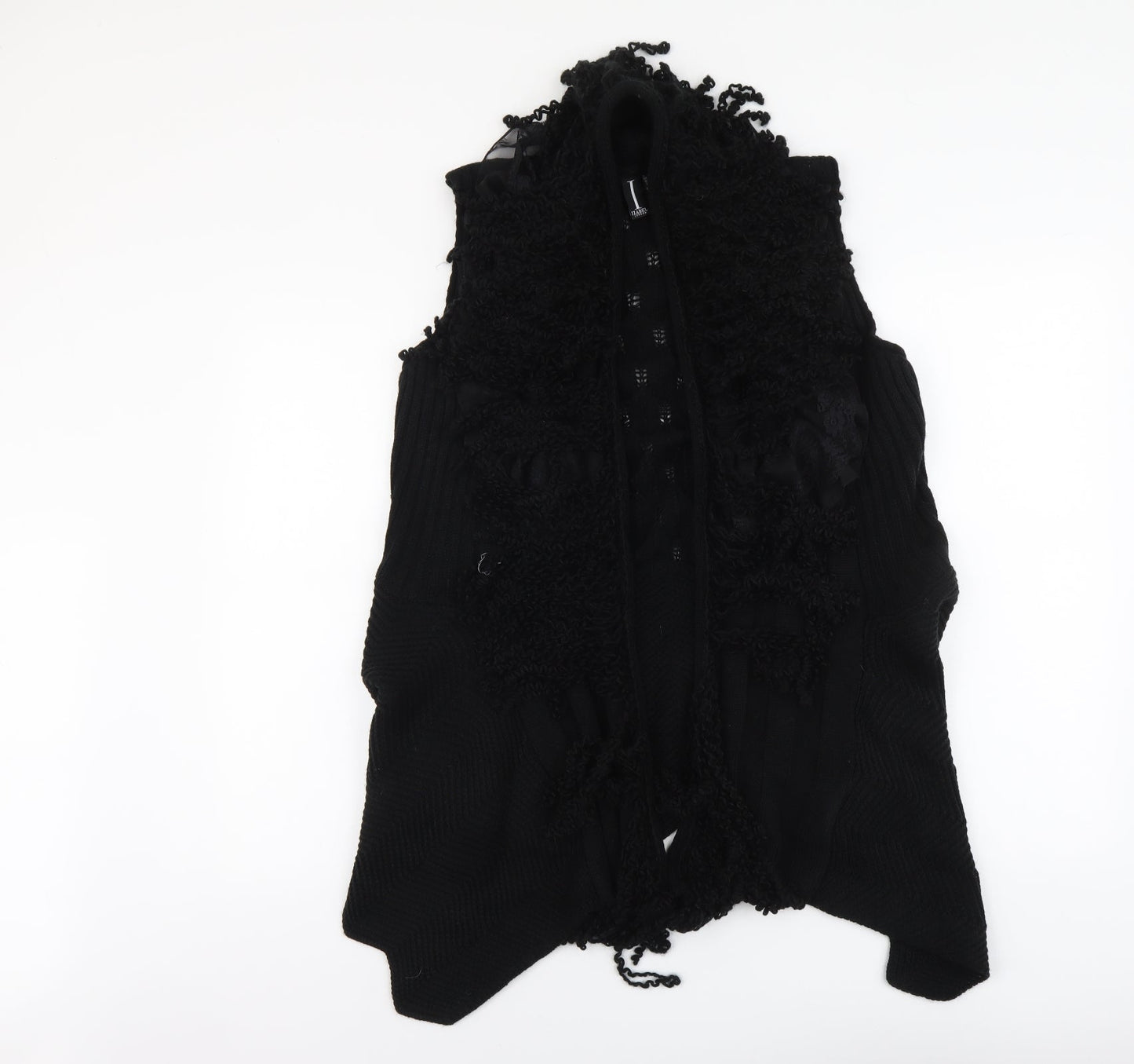 Izabel Womens Black V-Neck Acrylic Cardigan Jumper Size 10