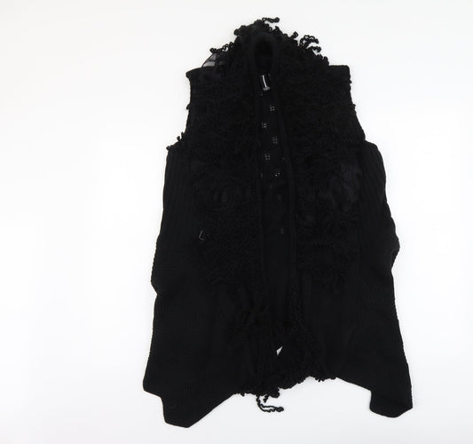 Izabel Womens Black V-Neck Acrylic Cardigan Jumper Size 10