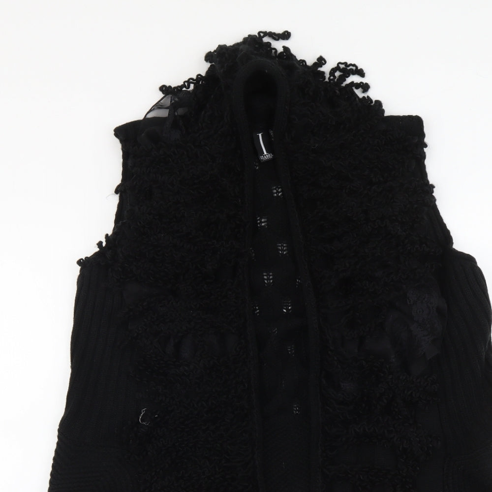 Izabel Womens Black V-Neck Acrylic Cardigan Jumper Size 10