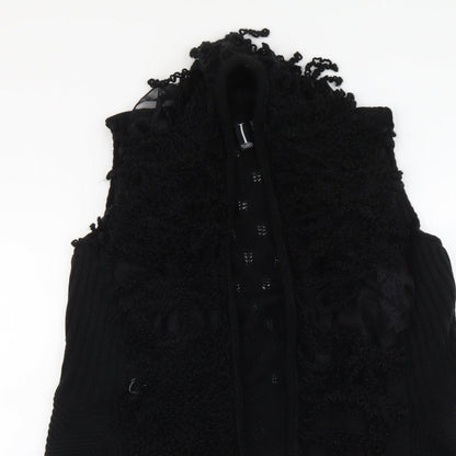 Izabel Womens Black V-Neck Acrylic Cardigan Jumper Size 10