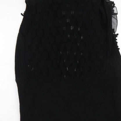 Izabel Womens Black V-Neck Acrylic Cardigan Jumper Size 10